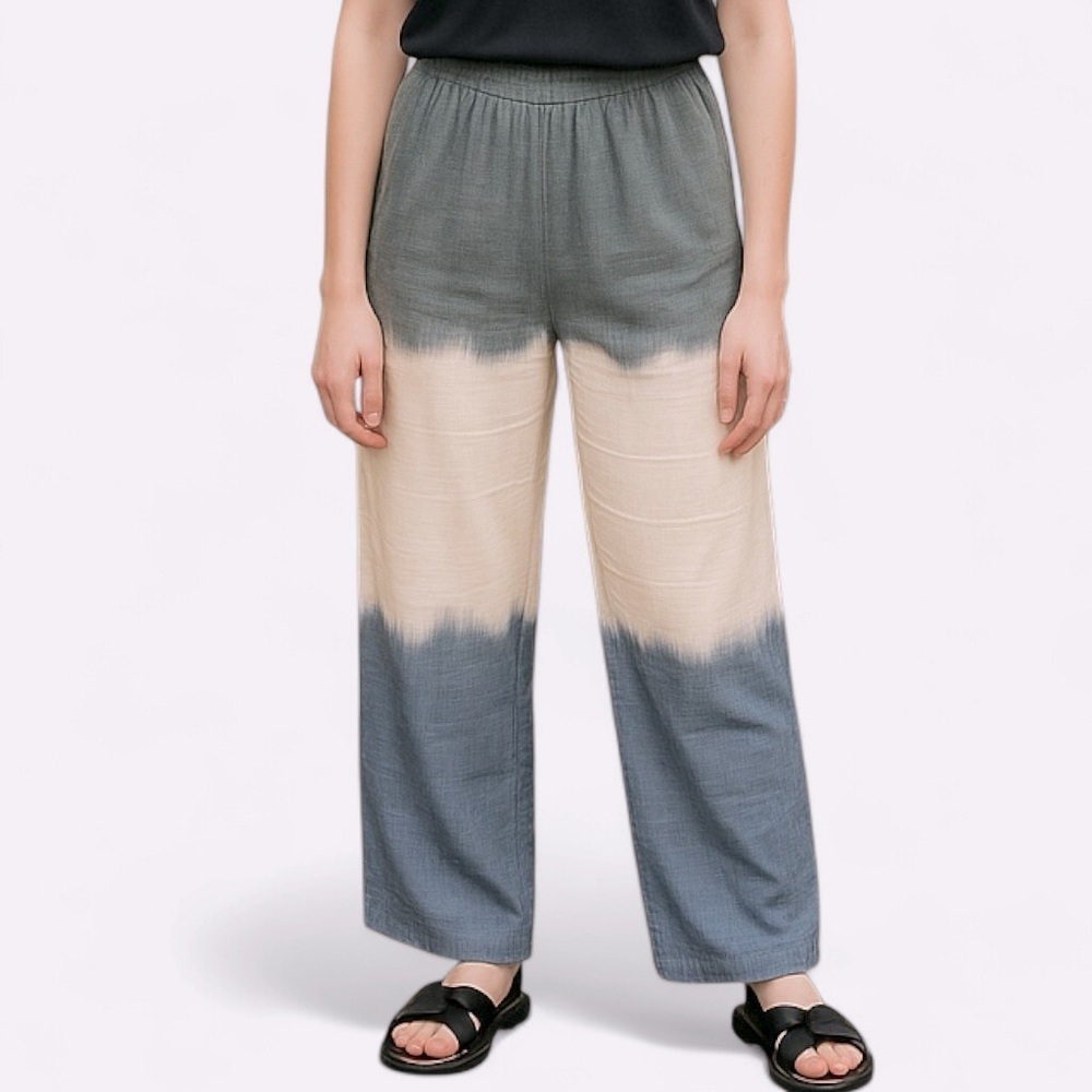 NWT Red Haute | Dip Dye Cotton Gauze Wide Leg Pants XS Grey Blue‎ Ombre